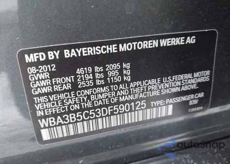 2013 BMW 328I xDrive z USA, uszkodzony, nr VIN WBA3B5C53DF590125